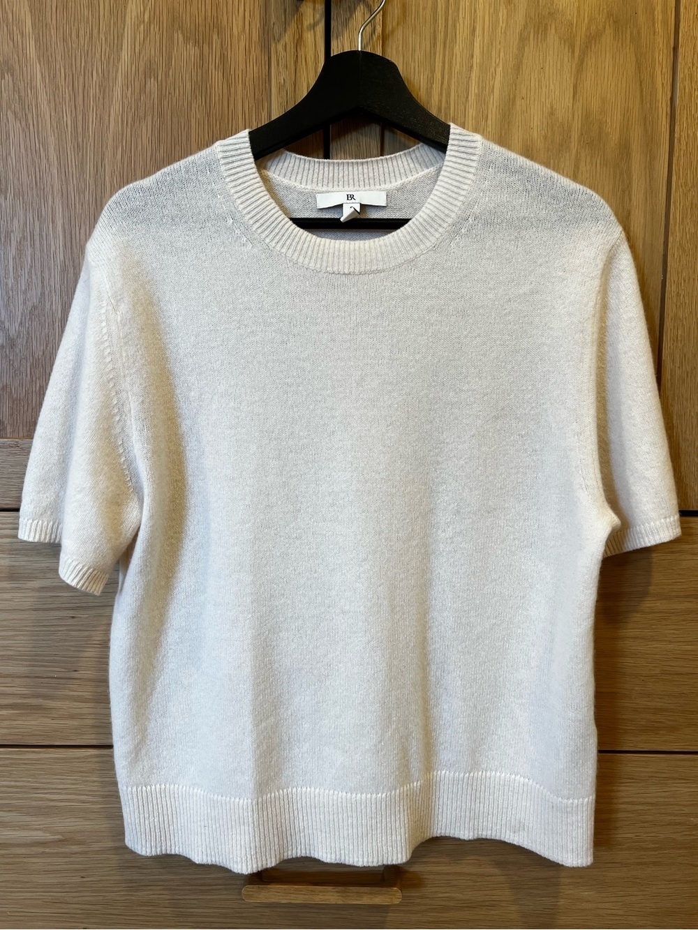 Banana Republic Cashmere Crewneck Short Sleeve Sweater Ivory Small Spring - Picture 1 of 5